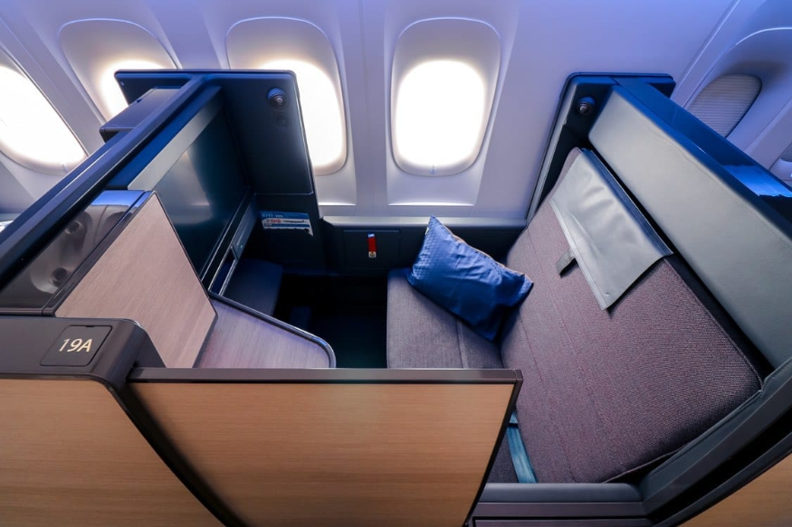 Long-haul business-class seat by the window